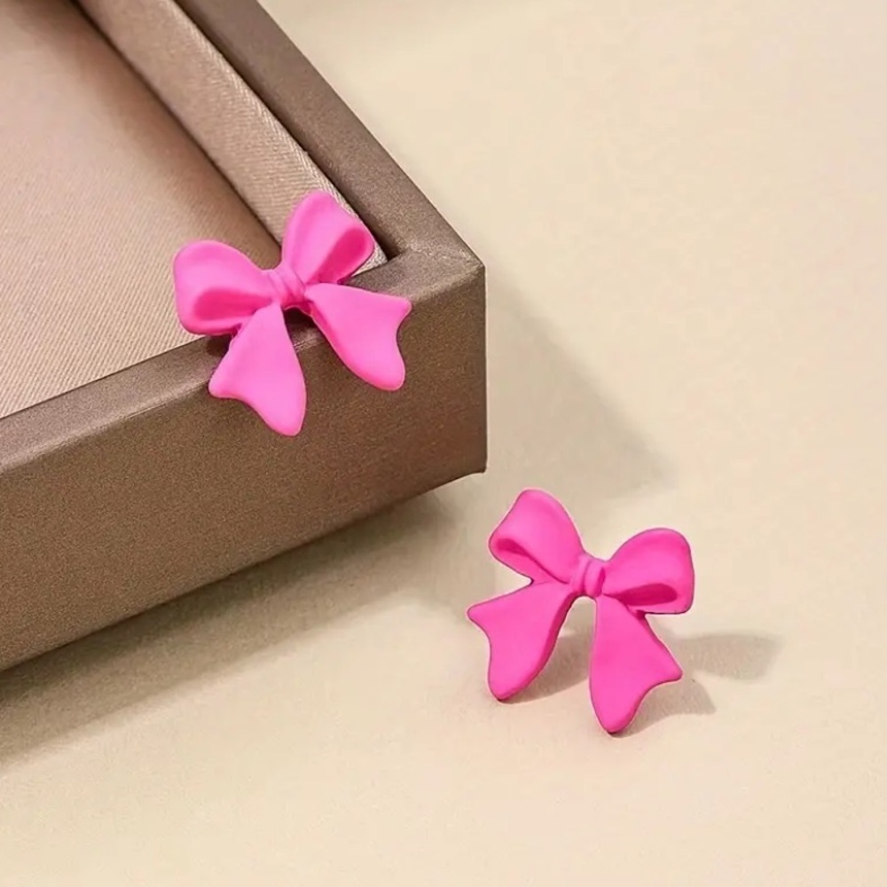 BOGO! New Hot Pink Bow Chic stud earrings - Boutique